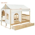 thumbnail image 2 of Harper & Bright Designs House Platform Bed with Bookshelf and LED Strip, Full Size Wood Canopy House Bed with High Fence, Playhouse Tent Platform Bed Frames with Storage Drawers, Natural, 2 of 17