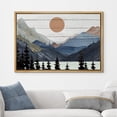 thumbnail image 2 of PixonSign Framed Canvas Print Wall Art Blue Mountain Pine Forest Nature Wilderness Digital Art Wood Panel Landscape Farmhouse/Country Relax/Calm/Cozy Geometric Abstract - 16"x24" Natural, 2 of 5