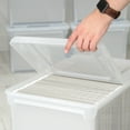thumbnail image 5 of IRIS USA File Box File Organizer Plastic File Box w/ Hinged Latching Lid for Letter/Legal File, BPA-Free Plastic Storage Bin Tote Organizer, Stackable and Nestable, Clear 44 Qt. 5Pack, 5 of 6