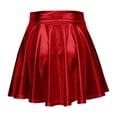 thumbnail image 3 of Vibrex Women's Skirt Women's Solid Color Glossy Skirt Women's Cross Strap Skirt Women's Pleated A-Line Skirt Perfect For Dancing,Dating,Dinners,Travel,Vacation And Daily Wear_Red_S, 3 of 5