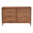 thumbnail image 5 of Baxton Studio Mandolin Mid-Century Dresser, 6-Drawer, Walnut Brown, 5 of 10
