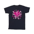 thumbnail image 1 of DC Comics Girls Superman Pink Hearts And Stars Logo Cotton T-Shirt, 1 of 3