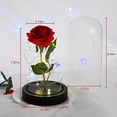 thumbnail image 3 of Cúpula Base De Madera De Rosa Roja Cadena De Luces Led Tela Oxford Flor Artificial Cúpula Decoración De Rosas Vogacara HA020790-00, 3 of 6