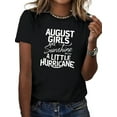 thumbnail image 6 of 1pc August Are Sunshine T-Shirt for Women – Casual Round Neck, Short Sleeve, All-Season Top, Black with White Letter Print, 100%, Machine Washable, 6 of 8