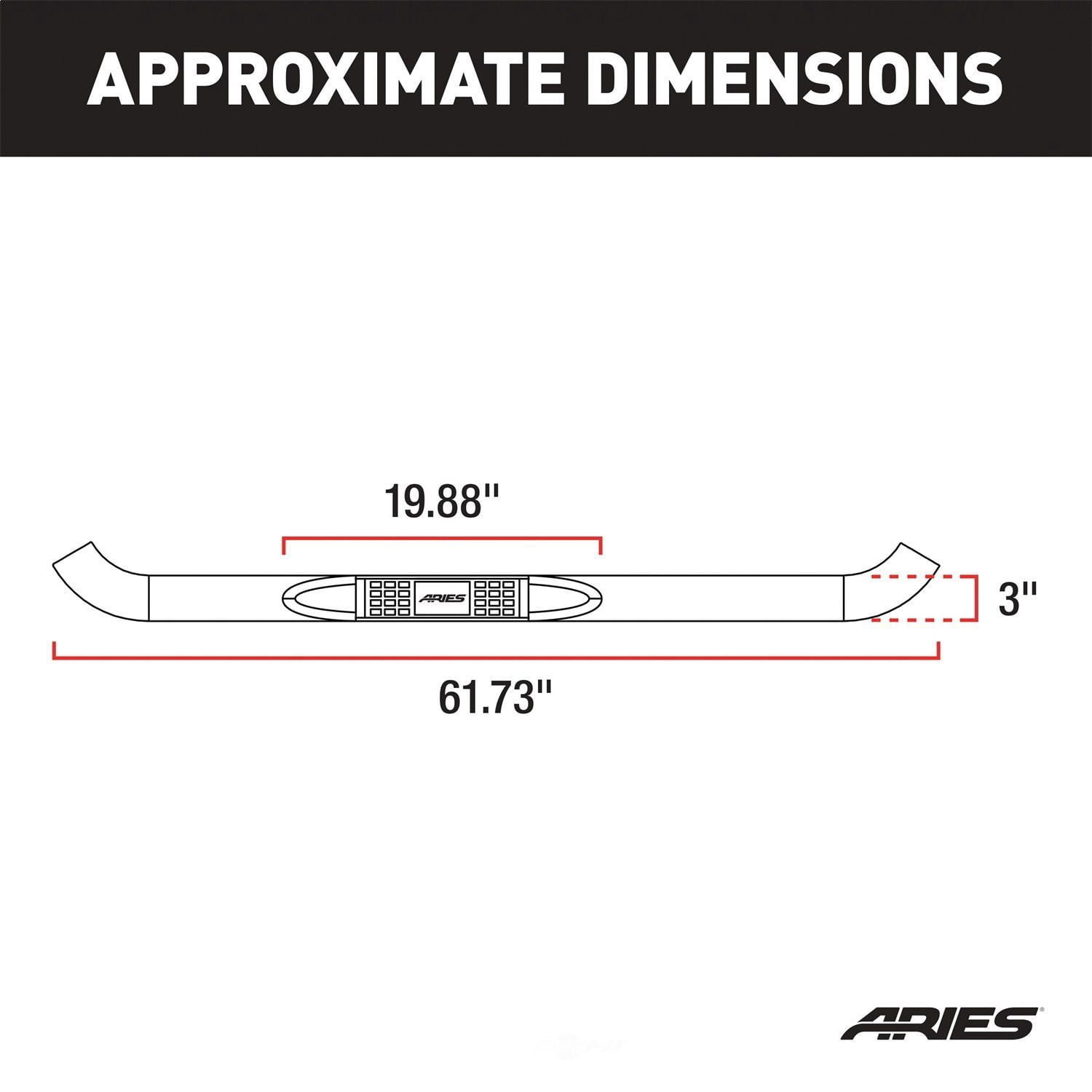 ARIES 203035-2 98-09 RANGER EXT CAB 2DR SB 3IN STAINLESS STEEL NERF BARS