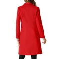 thumbnail image 3 of INSPIRE CHIC Women's Notched Lapel Single Breasted Outwear Work Long Winter Coat XS Red, 3 of 6