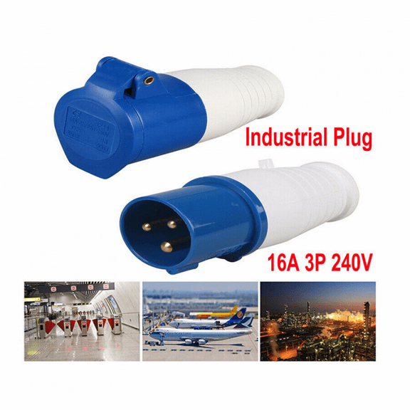 16 Amp 240V Site Trailing Plug & Socket 16A 3 Pin 240 Volt Blue Hook Up 2P Earth