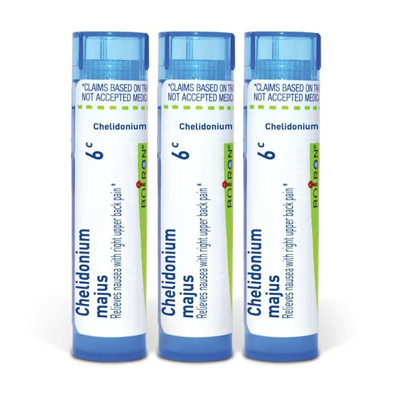 Boiron Chelidonium Majus 6C, Homeopathic Medicine for Nausea With Right Upper Back Pain, 3 Count (3 x 80 Pellets)