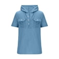thumbnail image 3 of Hurxie Short Sleeve Hoodies for Men Cotton Hoodies Summer Sweatshirt Lightweight Breathable Workout Shirts Pullover Light Blue,XL, 3 of 6