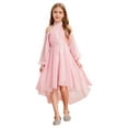 thumbnail image 1 of LiiYii Robe de Demoiselle d'Honneur Épaules Dénudées Manches Longues Haute Basse en Chiffon Robe de Fête Formelle Rose 16, 1 of 7