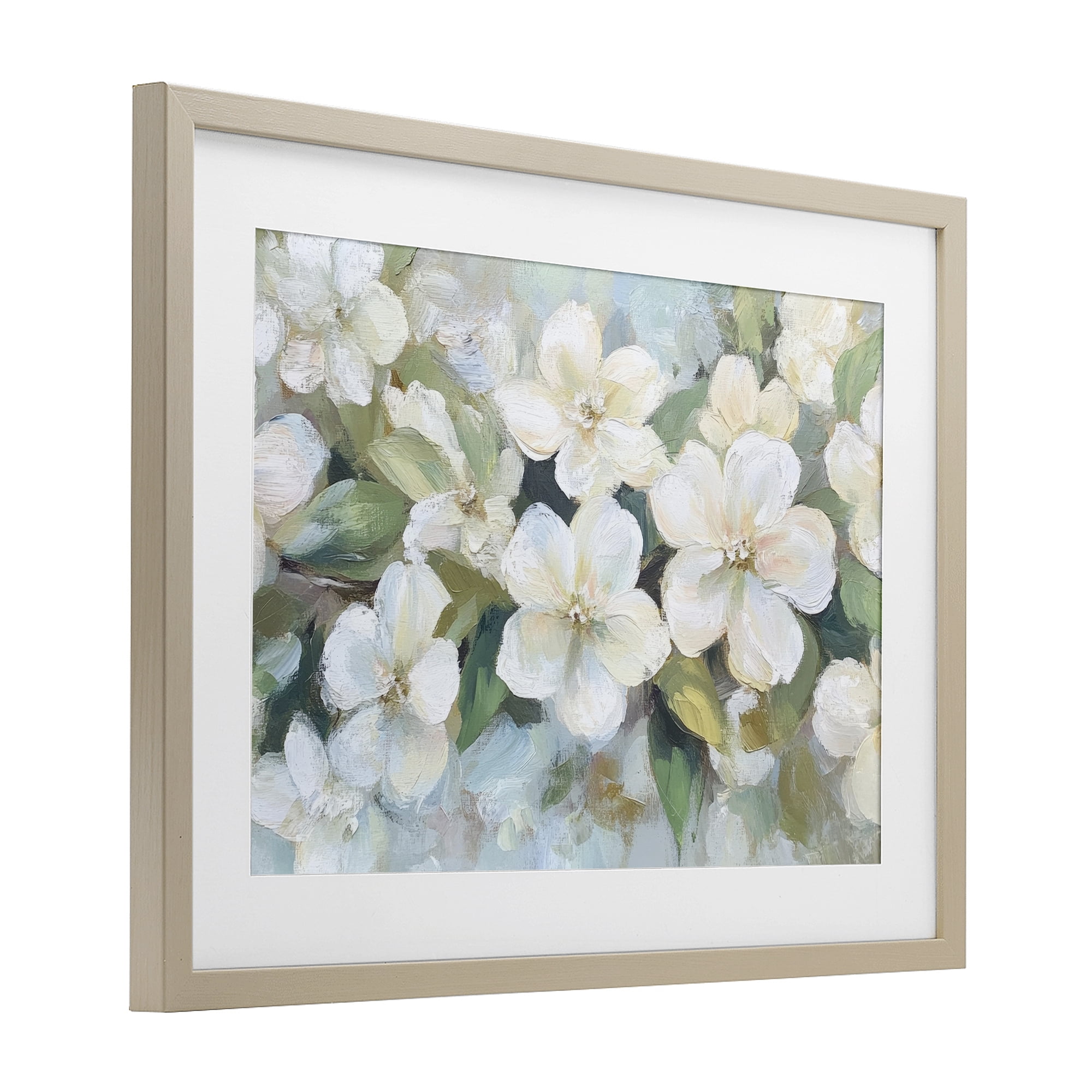 Stupell Industries Painted White Flowers in Leaves Birch Framed Print Under Glass, design by Petal Prints Design