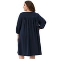 thumbnail image 4 of DARING DIVA Plus Size Eyelet Hollow Out Notched V Neck Midi Dress 1X Dark Blue, 4 of 6