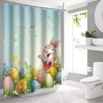 thumbnail image 7 of hengsof Spring Easter Shower Curtain for Bathroom Happy Easter Bunny Green Eucalyptus Shower Curtains Colorful Eggs Rabbits Decor Waterproof Fabric Bath Curtain Accessories, 7 of 7