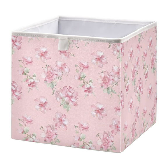 Cabinet Storage Basket 11.02x11.02x11.02 Inches Storage Box Foldable, Storable and Easy to Assemble ，Open Home Storage Bins ，Closet Storage Bins Pink Flowers Seamless