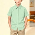 thumbnail image 2 of jobturf Boys Short Sleeve Dress Shirts Classic Button Down Shirt for Kids Formal Wear School Uniform Cotton Summer Tops Size 1-17 Years, 2 of 9