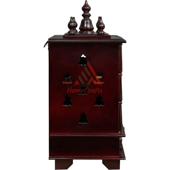 Homecrafts Handpainted Wooden Home Temple/ Mandir/God stand for home with Doors and Medium Size (Color-DRM4) (in Side Partition Shelf) Medium Size- 20x11x24 Inch