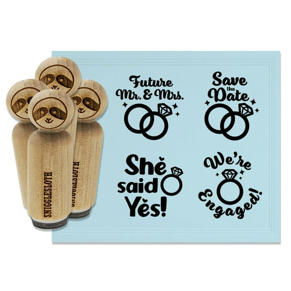 Engagement Wedding Marriage Engaged Save Date Rubber Stamp Set for Scrapbooking Crafting Stamping - Mini 1/2 Inch