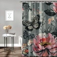 thumbnail image 2 of Creowell Flower Shower Curtain Set Modern Floral Shower Curtains Grey Pink Botanical Farmhouse Fabric Shower Curtains for Bathroom Home Hotel Plants Shower Curtains for Bathtub White, 2 of 7