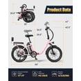 thumbnail image 4 of SUNTIBYE SE1 Folding Electric Bike for Adults, 1000W Motor, 28MPH, 48V 15Ah Battery, 20" Fat Tire E-Mountain Bike, UL2849, Pink, 4 of 7