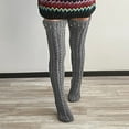 thumbnail image 2 of Bibifish Womens Socks Elegant Knit Over The Knee Stockings Warm Winter Stacked Socks For Casual Comfort Daily Wear Soft Lapel Cable Knit Stockings, 2 of 4