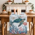 thumbnail image 2 of Table Runner 36 Inches Long for Kitchen Dining, Turtle Coastal Dresser Scarf Farmhouse, Dining Table Decorations for Wedding/Parties, Summer Beach Ocean Shell Jellyfish Starfish 13 x 36 In, 2 of 8
