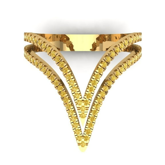 0.525 ct Round Cut Natural Citrine Statement 14K Yellow Gold Womens Engagement Ring