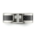 thumbnail image 5 of Auriga Fine Jewelry Stainless Steel Polished with Black Carbon Fiber Inlay CZ Cross 8mm Band Size 7.5, 5 of 8
