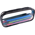 thumbnail image 1 of Estuche transparente de PVC con cremallera para lápices, estuche portátil de gran capacidad, bolsa de papelería, color negro, 1 of 5