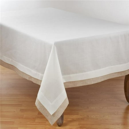 SARO 1982.I67140B 67 x 140 in. Rectangular Layered Design Tablecloth - Ivory