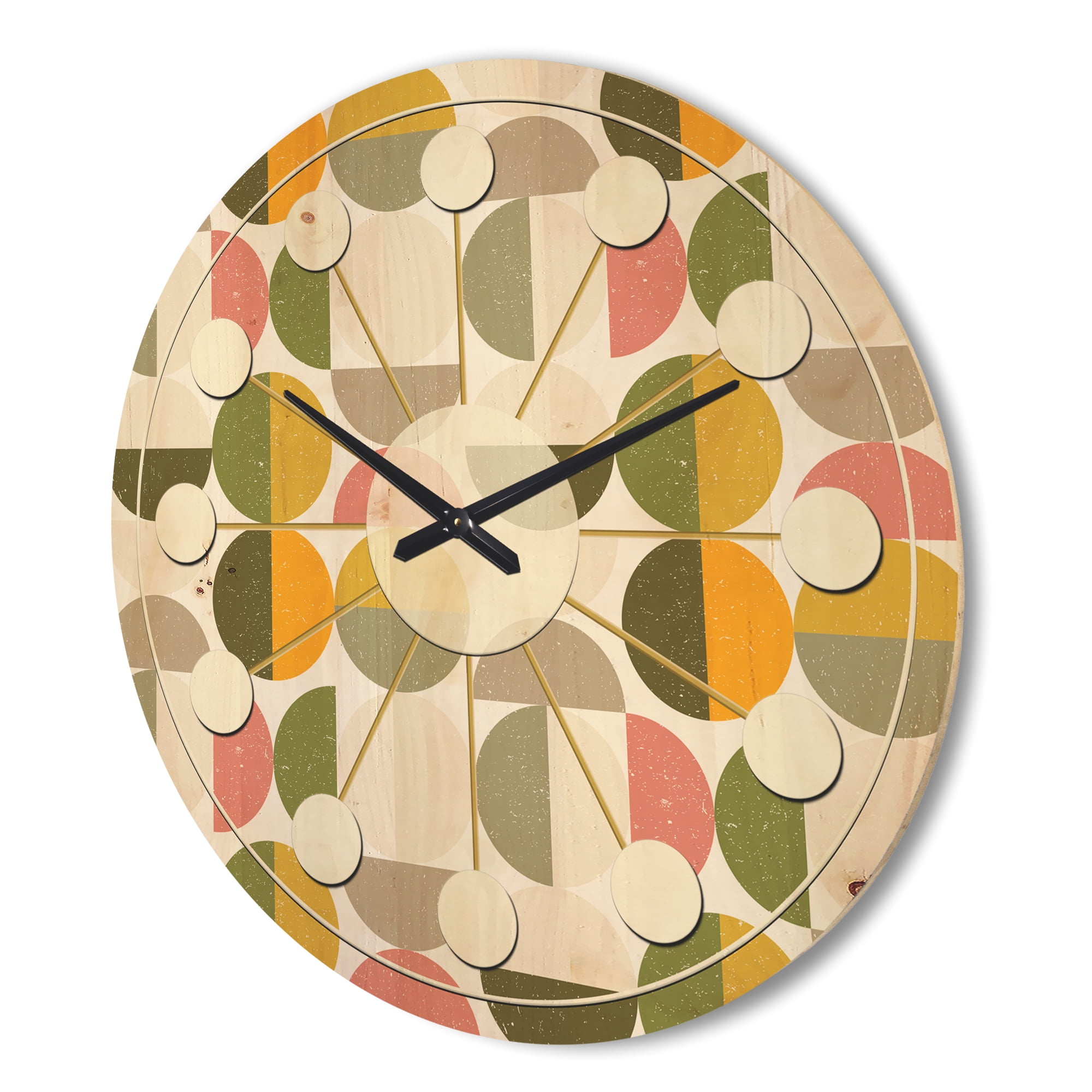 Designart 'Traditional Circular Design I' Mid-Century Modern Wood Wall Clock