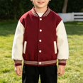 thumbnail image 2 of Toddler Boys Girls Varsity Jacket Stand Collar Bomber Coat Baseball Sweatshirt Colorblock Drop Shoulder Outerwear Pockets, 2 of 9
