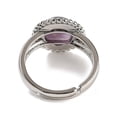 thumbnail image 4 of 10 pc Natural Mixed Stone Round Adjustable Rings Platinum Plated Brass Finger Rings for Men Inner Diameter: 18mm, 4 of 4