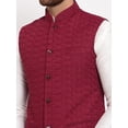 thumbnail image 3 of eloria Men Embroidered Maroon Nehru Jacket for Partywear Festival Waistcoat Indian Vest Blazer Embroidery Design, 3 of 5