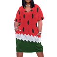 thumbnail image 1 of Vestido largo con bolsillos sueltos y estampado de sandía brillante, ropa de verano para mujer 2025, vestido de dama de honor para mujer., 1 of 6
