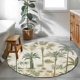 thumbnail image 4 of Palm Tree Round Area Rug 3 FT, Small Kitchen Bathroom Mat, Sage Green Tropical Nature Plant Watercolor Washable Indoor Outdoor Throw Runner Carpet Non-Shedding Doormat for Table Shower Sofa Entryway, 4 of 9
