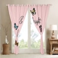 thumbnail image 4 of Pink 30%-50% Blackout Curtains Rainbow Butterfly Curtains & Drapes, Dreaming Pastel Curtains Yellow Orange Animal Black Out Curtains, Pink Blue Butterflies Window Drapes, 4 of 6