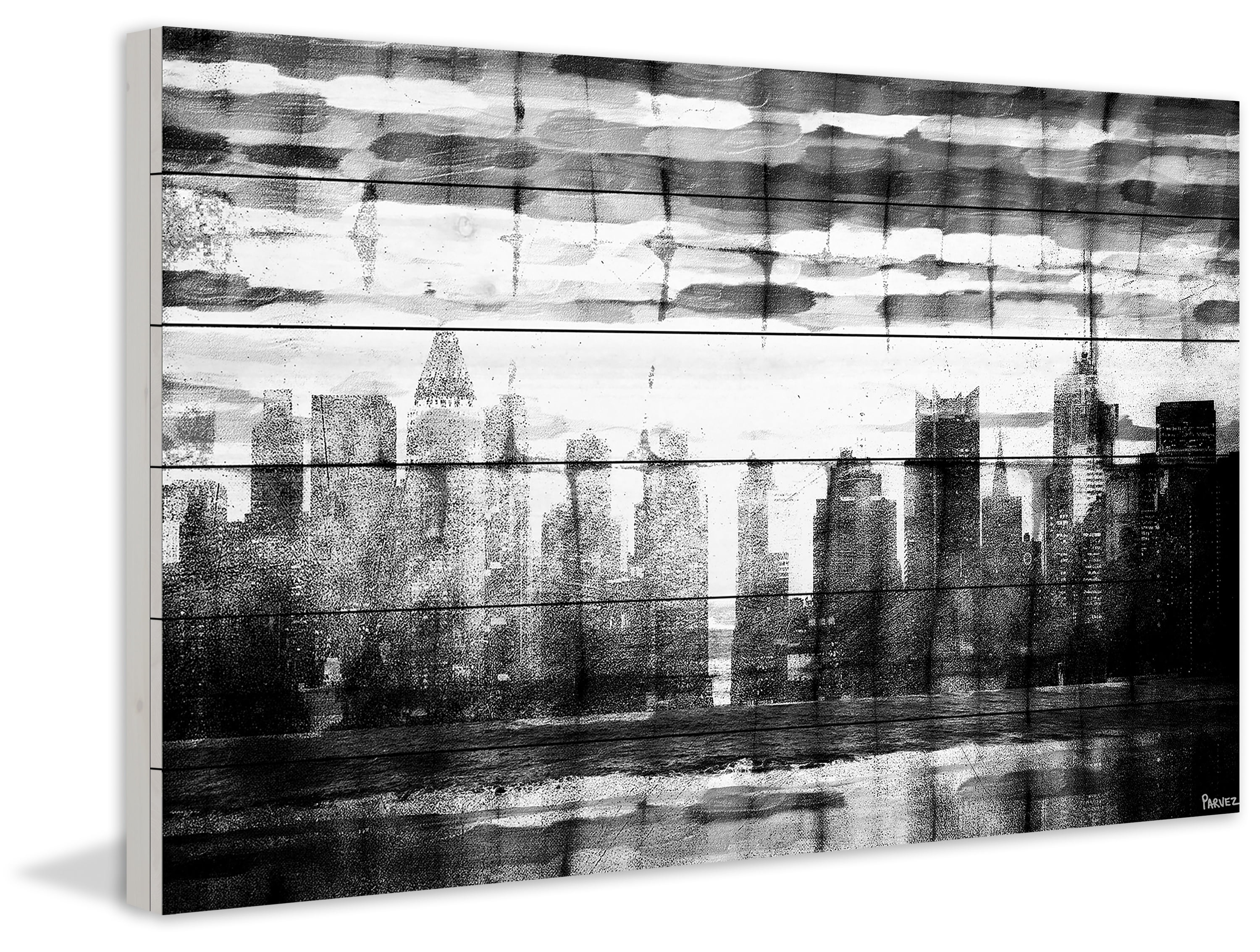 Parvez Taj Distant Giants White Wood Wall Art, 30" x 45"