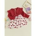 thumbnail image 2 of Bagilaanoe Toddler Baby Girl Valentine's Day Dress Heart Print Ruffle Long Sleeve A-line Princess Dresses 6M 12M 18M 24M 3T Kid Patchwork Tulle Skirt, 2 of 9