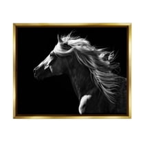 Stupell Industries Windblown Stallion Mane Animals & Insects Photography Gold Floater Framed Canvas Art Print Wall Art, 21 x 17
