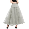 thumbnail image 2 of AUNVITO Women's Elastic High Waist Tulle Skirt Full Flared Layered Puffy Solid Color Party Evening Wear, 2 of 9