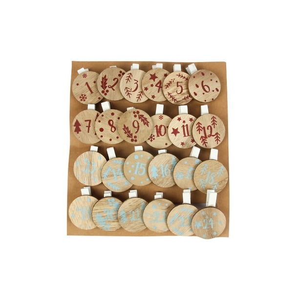 Paquete De 24 Clips De Madera De Navidad, Clips De Calendario De Cuenta Regresiva Para Colgar Diy, Decoraciones Para Fiestas En Casa, Adornos Para Festivales matsuzay HA038836-00