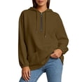 thumbnail image 5 of NTACZA Sweatshirt for Women Hoodies Half Zip Cozy Long Sleeve with Pockets Drawstring Daily Outfits Coffee M, 5 of 9