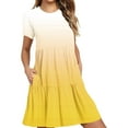 thumbnail image 3 of Sentmoon Robe T-Shirt pour Femmes avec Poches, Manches Courtes, Col Rond, Robe Maxi avec Manches, Été 2026, Coupe Régulière, Respirante, Élégante, Mini Robes pour Femmes, Jaune, M, 3 of 7