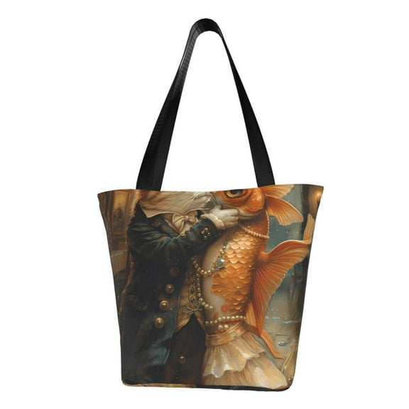 Sikiie Cat Fish Dance Vintage Shoulder Bag Casual Hobo Crossbody Tote Bag for Women and Men Large Purse Messenger Bag Travel Work