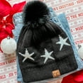 thumbnail image 4 of CC Beanie with Quality Faux Fur Pom & Star Pattern, 4 of 8