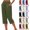 1-Army Green, variant on Womens Capri Pants Casual Summer Stretch Linen Button Elastic Waist Straight Pants,M,2-Light Blue