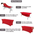 thumbnail image 2 of ICEANT 6FT Stretchable Table Cloth 2 Pack, Spandex Waterproof Table Cover for Rectangular Table, Elastic Wrinkle Resistant Tablecloths for Dining Wedding Party, Red, 2 of 5