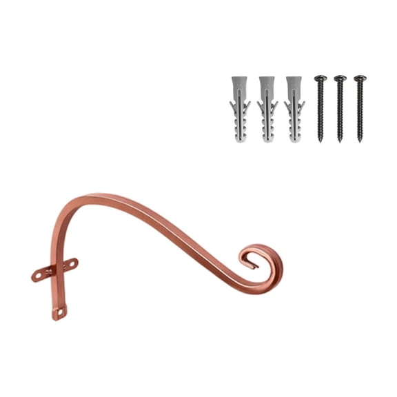 Outdoor Plants Hook Wall Bracket 12 in, Wrought Iron Hanging Basket Bracket for Flower Planter, Bird Feeder, Lanterns, Wind Chimes, Red