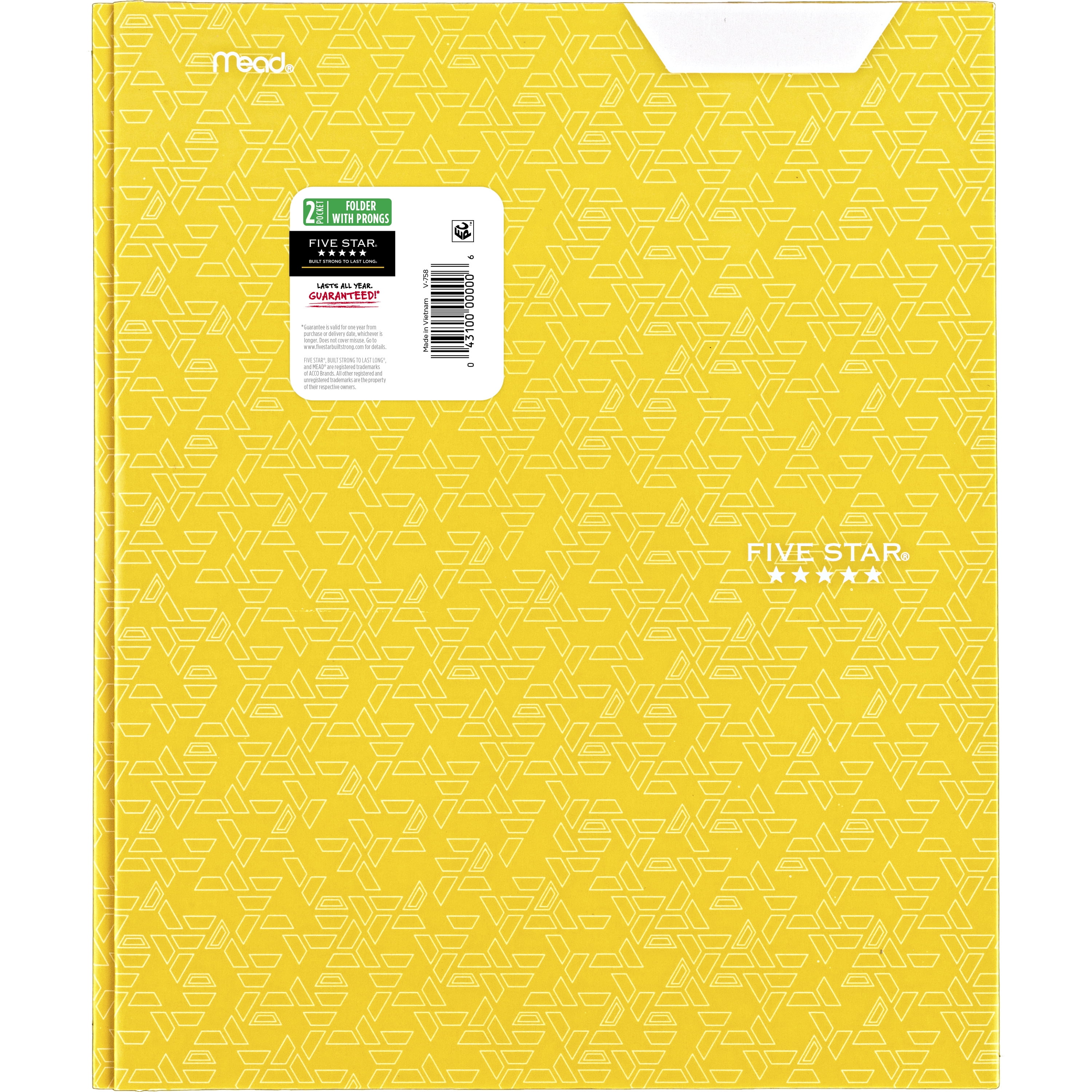 (3 pack) Five Star Pocket and Prong Paper Folder, Harvest Yellow
