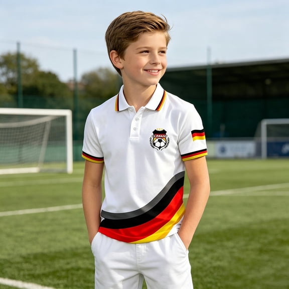 Kids Boys Girls Soccer Fans Jersey Polo Shirt Football Germany Crewneck Short Sleeve Boys England Youth Summer Top Casual Sportswear Basic Tee 2026 11-12 Years